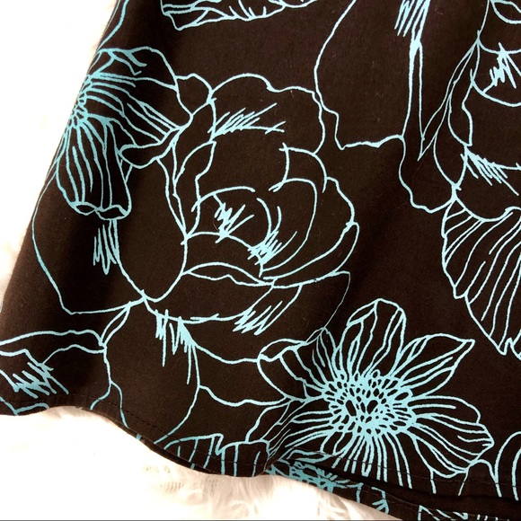 Rave chocolate brown turquoise flower skirt - Picture 2 of 8